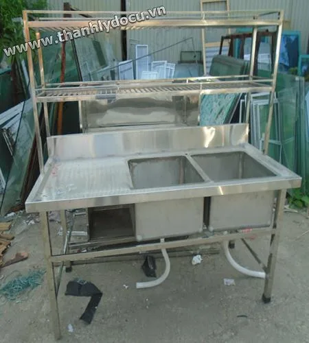 Bàn 2 chậu rửa có giá bát