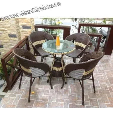 Thanh lý bộ bàn ghế cafe sợi mây cao cấp