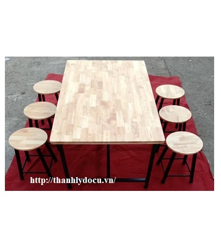 Bộ bàn ăn chân sắt mặt gỗ