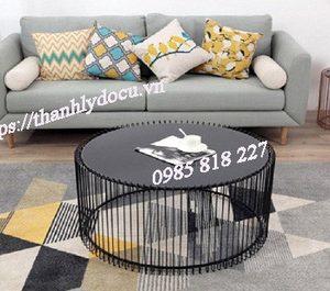 Bàn trà kính nan đen