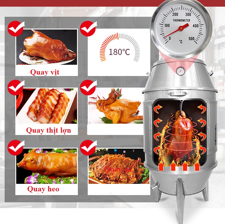 lò quay vịt gà có kính quay được nhiều loại thịt