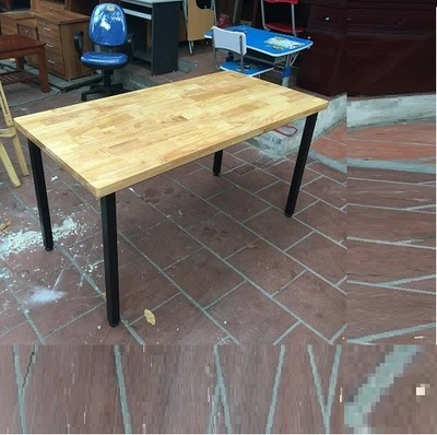 Bàn làm việc chân sắt mặt gỗ cao su