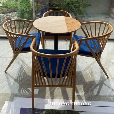 Bộ bàn cafe chân sắt tròn ghế Genny