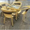 Bộ bàn ghế cafe nhựa giả mây TT02