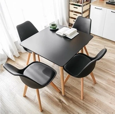 Bộ bàn vuông cafe 4 ghế chân gỗ