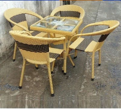 Bộ bàn ghế cafe nhựa giả mây TT02
