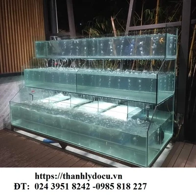 Bể cá nhà hàng 3 tầng kính chồng kính