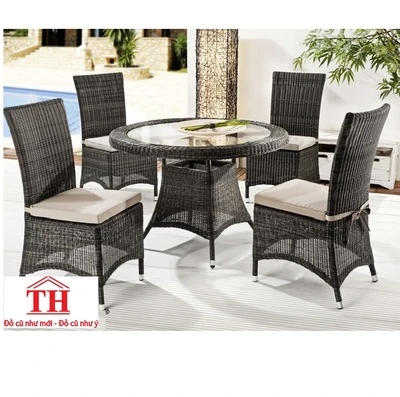 Bàn ghế cafe nhựa giả mây TT2022-T219-1 thanh lý