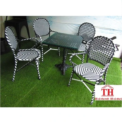 Bàn ghế cafe nhựa giả mây TT2022-T219-3