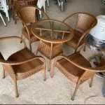 Bàn ghế cafe giả mây đan mắt cáo
