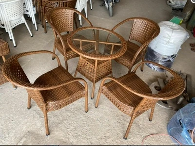 Bàn ghế cafe giả mây đan mắt cáo