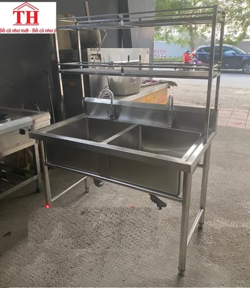 Chậu rửa inox có giá 2 tầng – ảnh 2