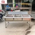 Chậu rửa inox 3 có giá hai tầng