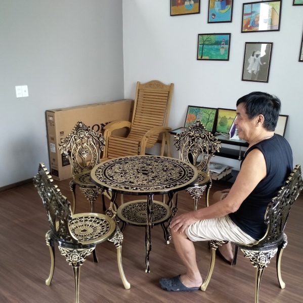 bộ bàn ghế nhôm đúc ngoài trời