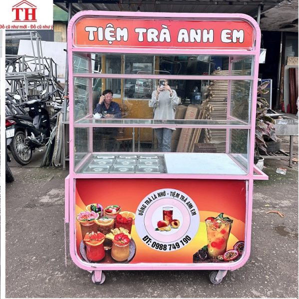 xe bán trà sữa kèm khay 1.2m