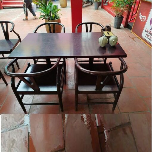 Bàn ghế nhà hàng chân sắt 2 trụ