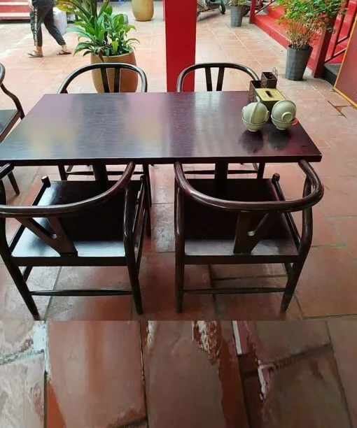 Bàn ghế nhà hàng chân sắt 2 trụ