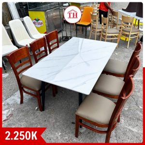 bộ bàn ăn mặt đá 6 ghế 
