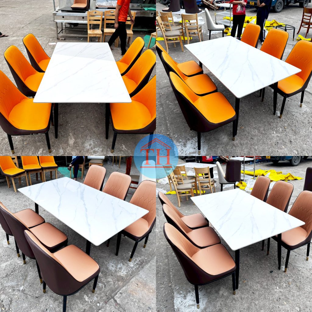 Mẫu bàn ghế chân sắt mặt giả đá 