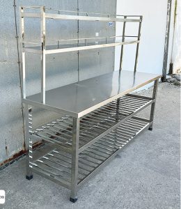 Bàn inox có giá 2 tầng